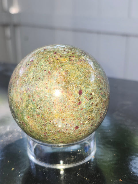 Ruby in kyanite sphere! 14 ounces, 61.1mm,2.40 inches uv reactive