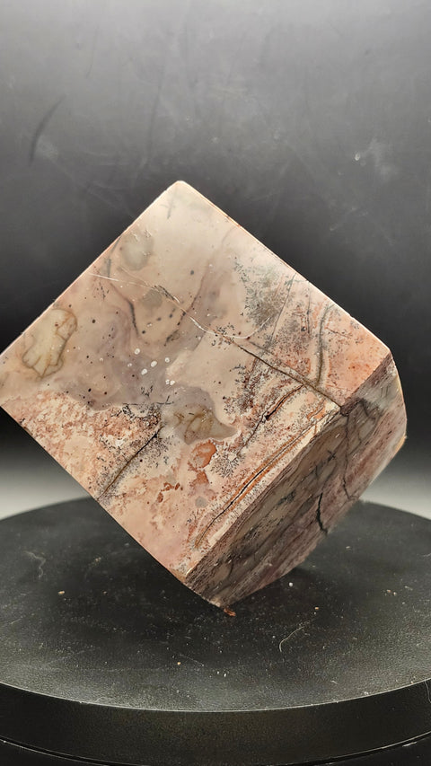 Pink dendritic jasper balancing cube 1.4 pounds, 2.4 by 2.4 inches