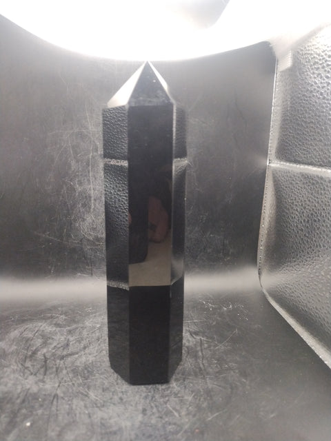Large 7 chakra black obsidian tower! 7 inches tall, 1.2 pounds!