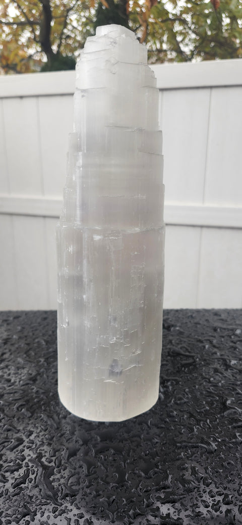 Jumbo selenite tower with led base! 10 inches tall, 4 pounds!