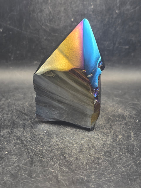 Titanium obsidian polished top point! 8 ounces, 3 inches tall