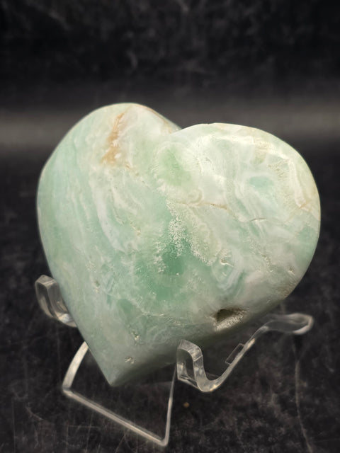 Caribbean calcite heart! 5 ounces, 2.7 inches tall, 2.5" wide