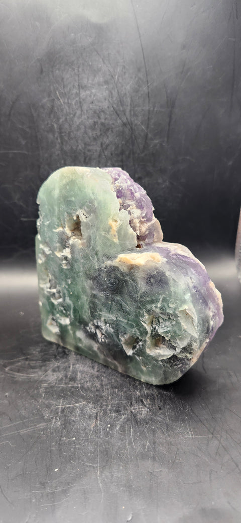 Druzy florite heart! 1.10 pounds! 5 inches wide, 5 inches tall