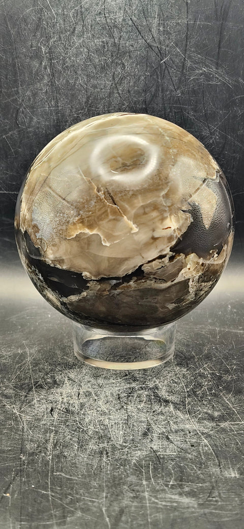 Volcanic agate sphere! 90.1mm, 3.5 inches, 2.3 pounds