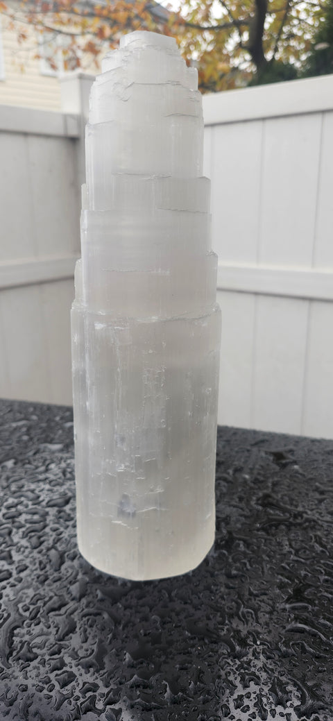 Jumbo selenite tower with led base! 10 inches tall, 4 pounds!