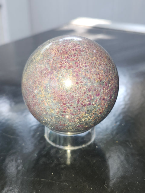 Ruby in kyanite sphere! 11.5 ounces, 55.8mm,2.20 inches uv reactive