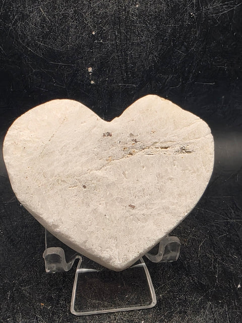 White pearl aura quartz heart! 4.7 ounces, 2.7 inches wide, 2.3" tall