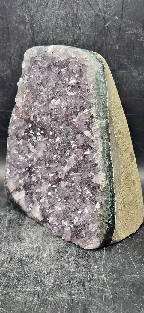Amethyst cut base free form! 2.2 pounds, 4.5 inches tall, 3.6 wide