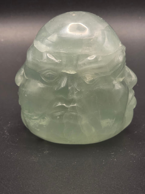 Four face green calcite Buddha head! 2.2 inches, 11.6 ounces