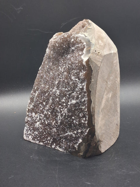 Chocolate amethyst cut base free form! 2.4 pounds, 4.5 inches tall