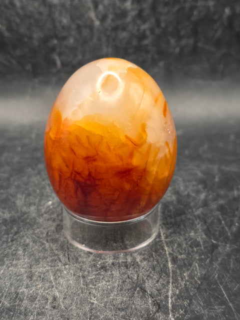 Druzy Carnelian agate egg! 4.5 ounces, 2 inches tall, 1.6" wide