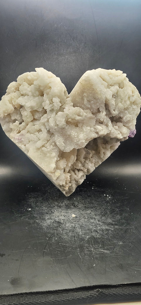 Druzy calcite/florite heart! 2.13 pounds, 6 inches wide, 5 tall, 4 deep