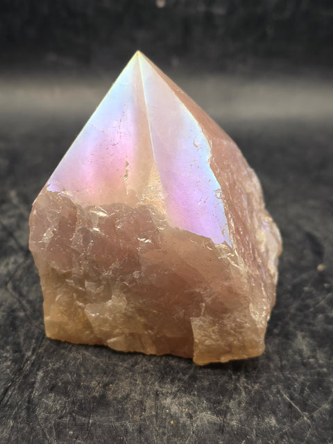 Aura Rose quartz Polished top point! 4.3 ounces, 2.3 inches tall