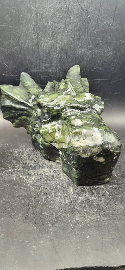 Nephrite jade dragon skull! 1.13 pounds, 5.5 inches long, 2.7 tall