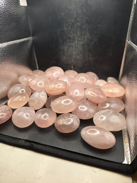 Rose quartz palm stones! Set of 2!!  1.5 to 2.6 inches