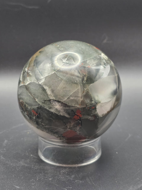 African bloodstone sphere! 70.6mm, 2.7 inches, 1.1 pounds!