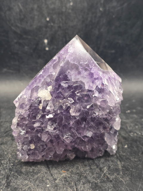 Druzy Amethyst polished top point! 10 ounces, 2.8 inches tall, 2.4 wide