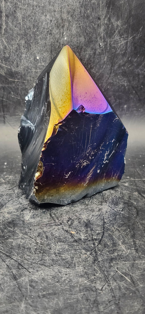 Titanium obsidian polished top point! 9.6 ounces, 3.2 inches tall!