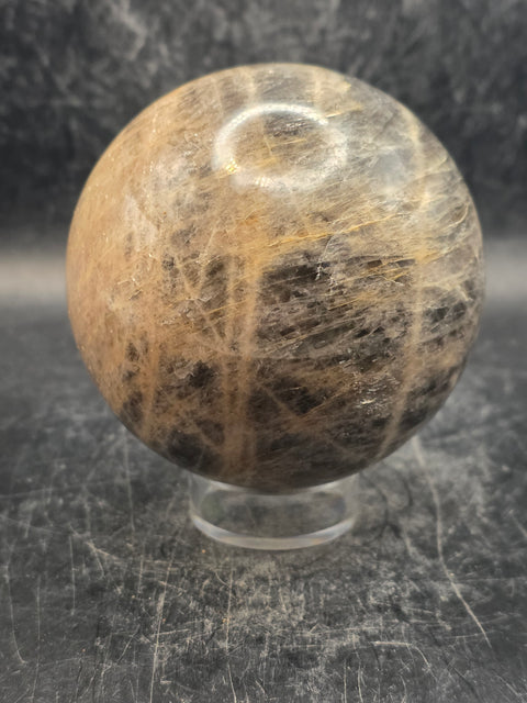 Black moonstone sphere! 73.5mm, 2.8 inches, 1.2 pounds