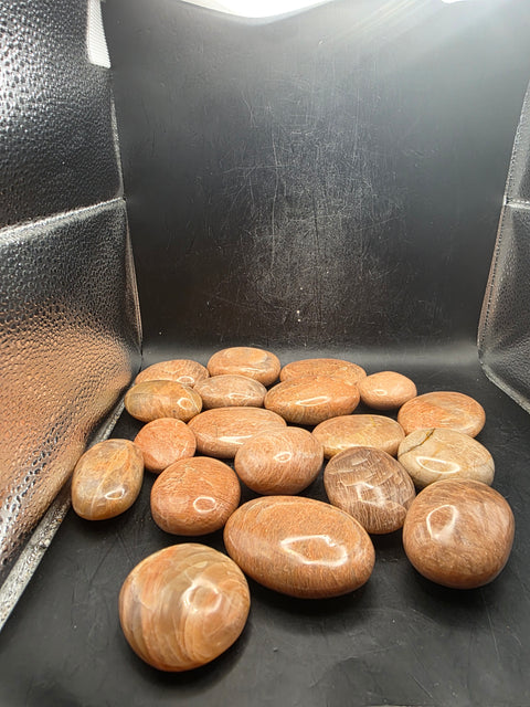 Peach moonstone palm stones! Set of 2! 1.5 inch to 2.7 inch