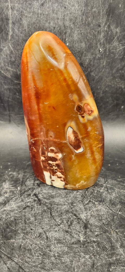 Carnelian agate free-form! 8 ounces, 3.5 inches tall, 2" wide