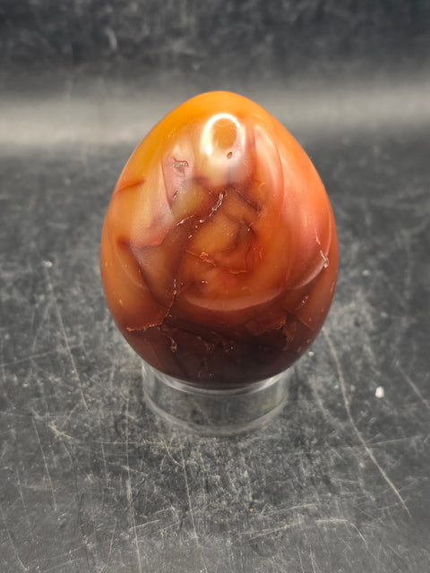 Carnelian agate egg! 6 ounces, 2.3 inches tall, 1.8 inches wide