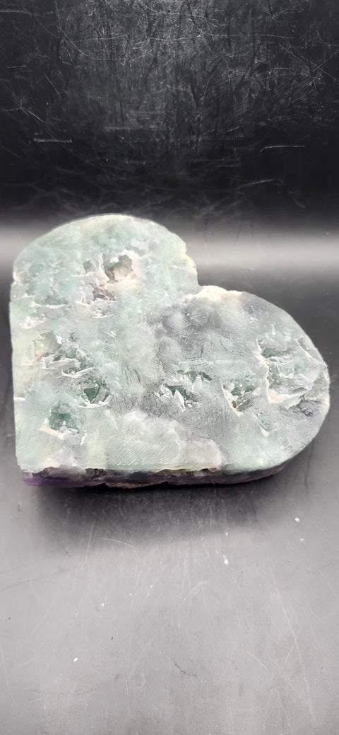Druzy florite heart! 1.10 pounds! 5 inches wide, 5 inches tall