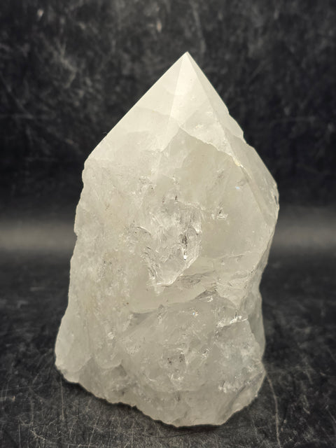 Clear quartz polished top point! 13.2 ounces, 3.6 inches tall, 2.5" wide