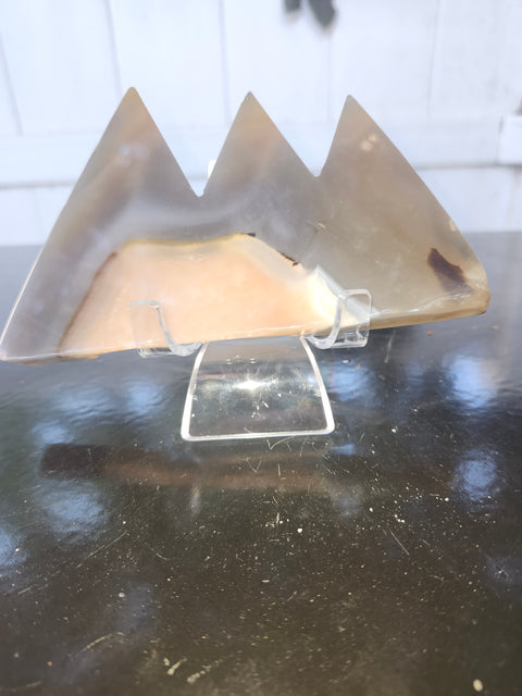 Druzy agate mountain carving! 6.3 ounces, 5 inches wide, 3 inchs tall