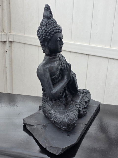 XL shungite praying Buddha figurine! 5.14 pounds, 11 inches tall