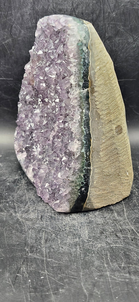Amethyst cut base free form! 2.2 pounds, 4.5 inches tall, 3.6 wide