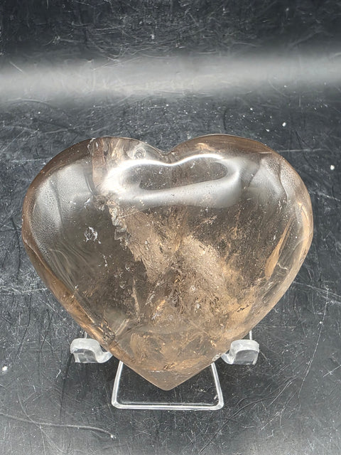 Smoky quartz heart!! 4 to 5 ounces, 2.5 to 3 inches!!