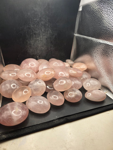 Rose quartz palm stones! Set of 2!!  1.5 to 2.6 inches