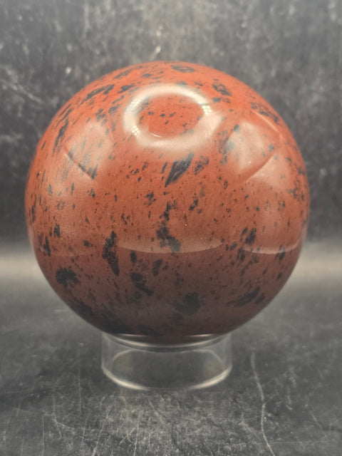 Large red obsidian sphere! 91.8mm, 3.6 inches, 2.2 pounds