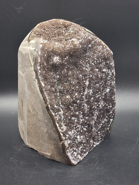 Chocolate amethyst cut base free form! 2.4 pounds, 4.5 inches tall