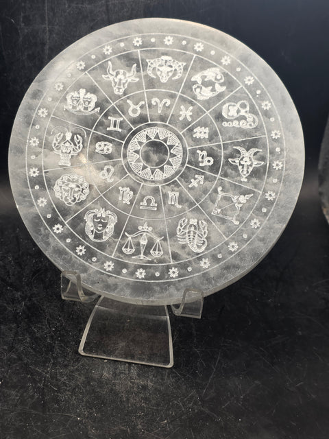 Zodiac selenite charging plate! 4.7 inches 12cm wide!!
