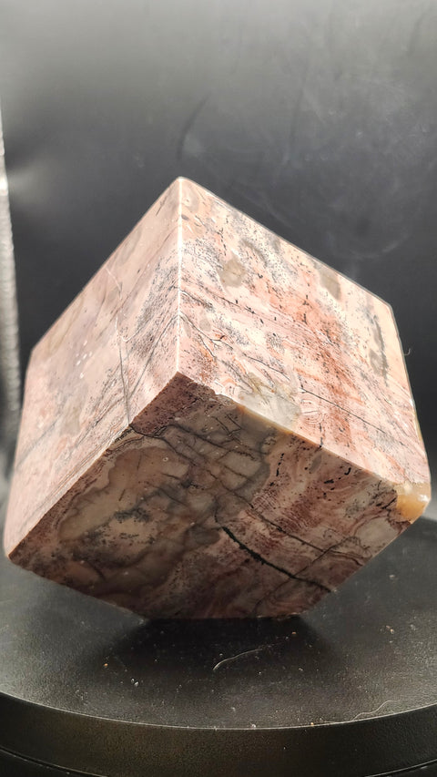 Pink dendritic jasper balancing cube 1.4 pounds, 2.4 by 2.4 inches