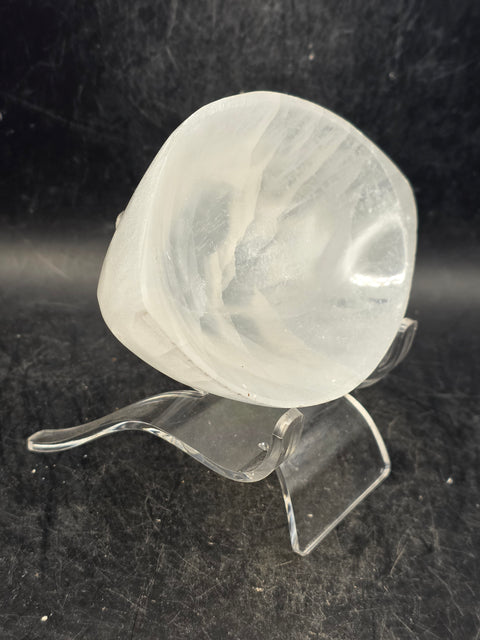 Selenite eye shaped bowl! 3.9 inches wide!