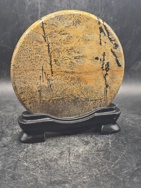 Natural picture jasper slab with stand! 4.9 ounces, 3.5 inches wide!