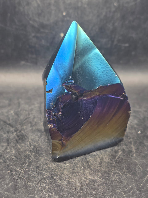 Titanium obsidian polished top point! 8 ounces, 3 inches tall