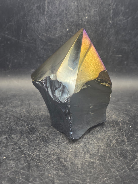 Titanium obsidian polished top point! 8 ounces, 3 inches tall
