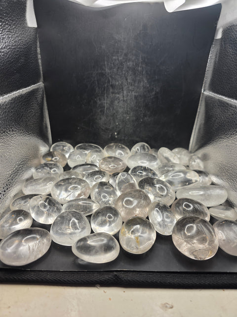 Clear quartz palm stones! Set of 2! 1.5 to 2.5 inches!