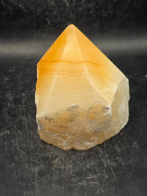 Orange calcite polished top point! 1 pound, 3.1 inches tall, 3.2" wide