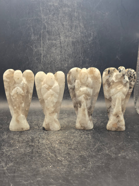 Moonstone gemstone angel! 3 inches tall, 2 ounces!