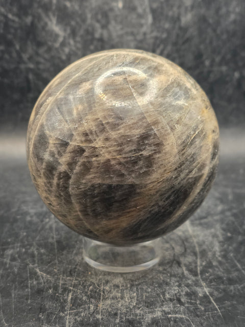 Black moonstone sphere! 73.5mm, 2.8 inches, 1.2 pounds