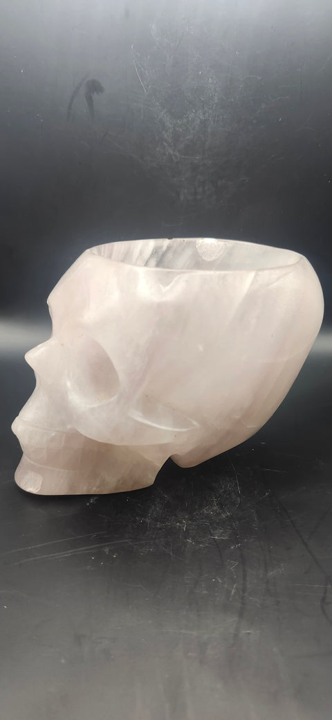 Striped Calcite skull offering bowl. 2.8 pounds, 5 by 4 by 3 inches