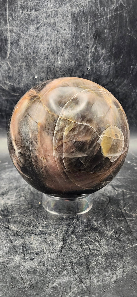 Black moonstone sphere! 73mm, 2.8 inches, 1.2 pounds