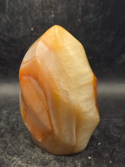 Carnelian agate flame tower! 12 ounces, 3.3 inches tall, 2.2" wide!