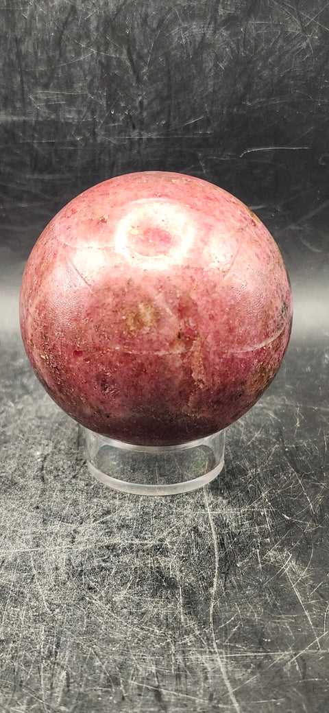 Rhodonite sphere! 57.9mm, 2.2 inches, 13 ounces