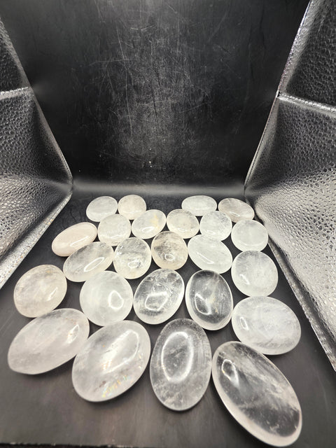 Clear quartz pillow palm stone! 1.7 inch